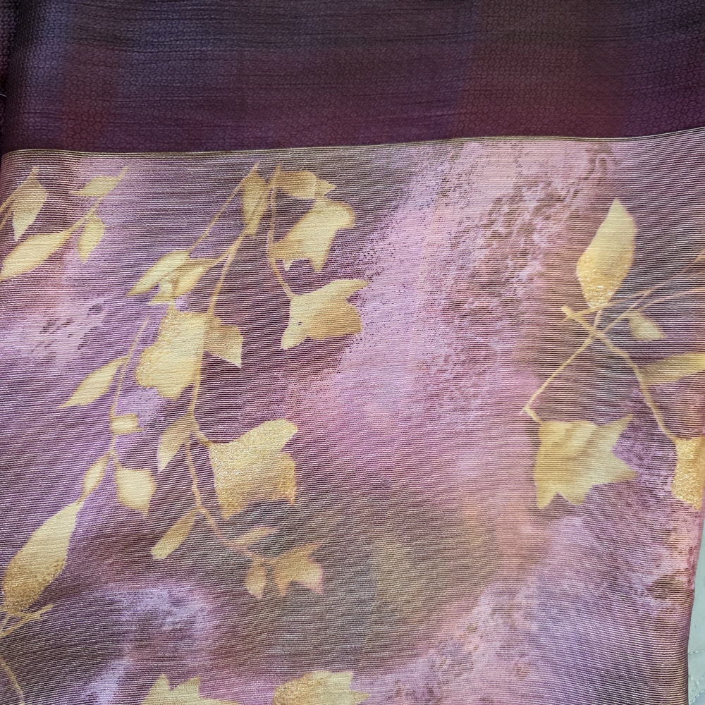 Floral Pink and Yellow Saree - Picture 3 of 4